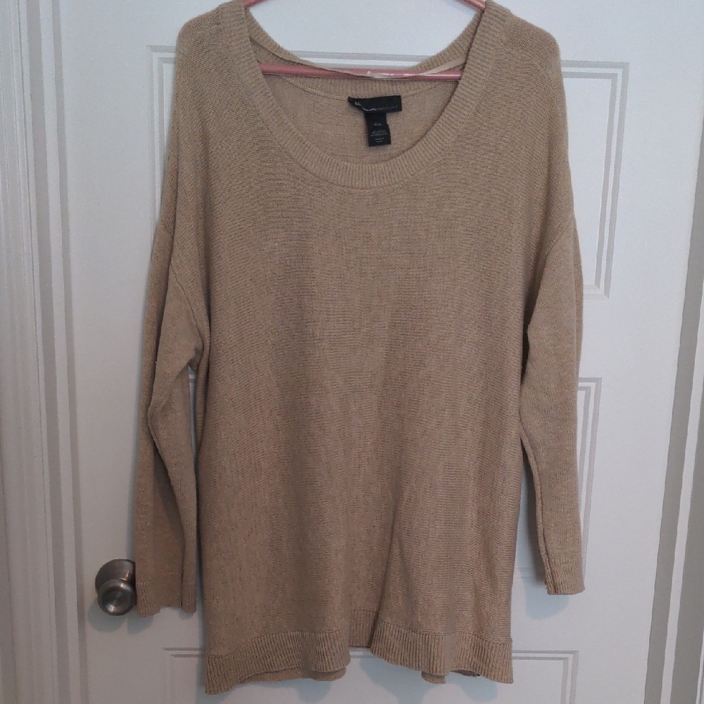 Lane Bryant Tan Oversized Tunic Sweater with Side Zippers - Size 18/20